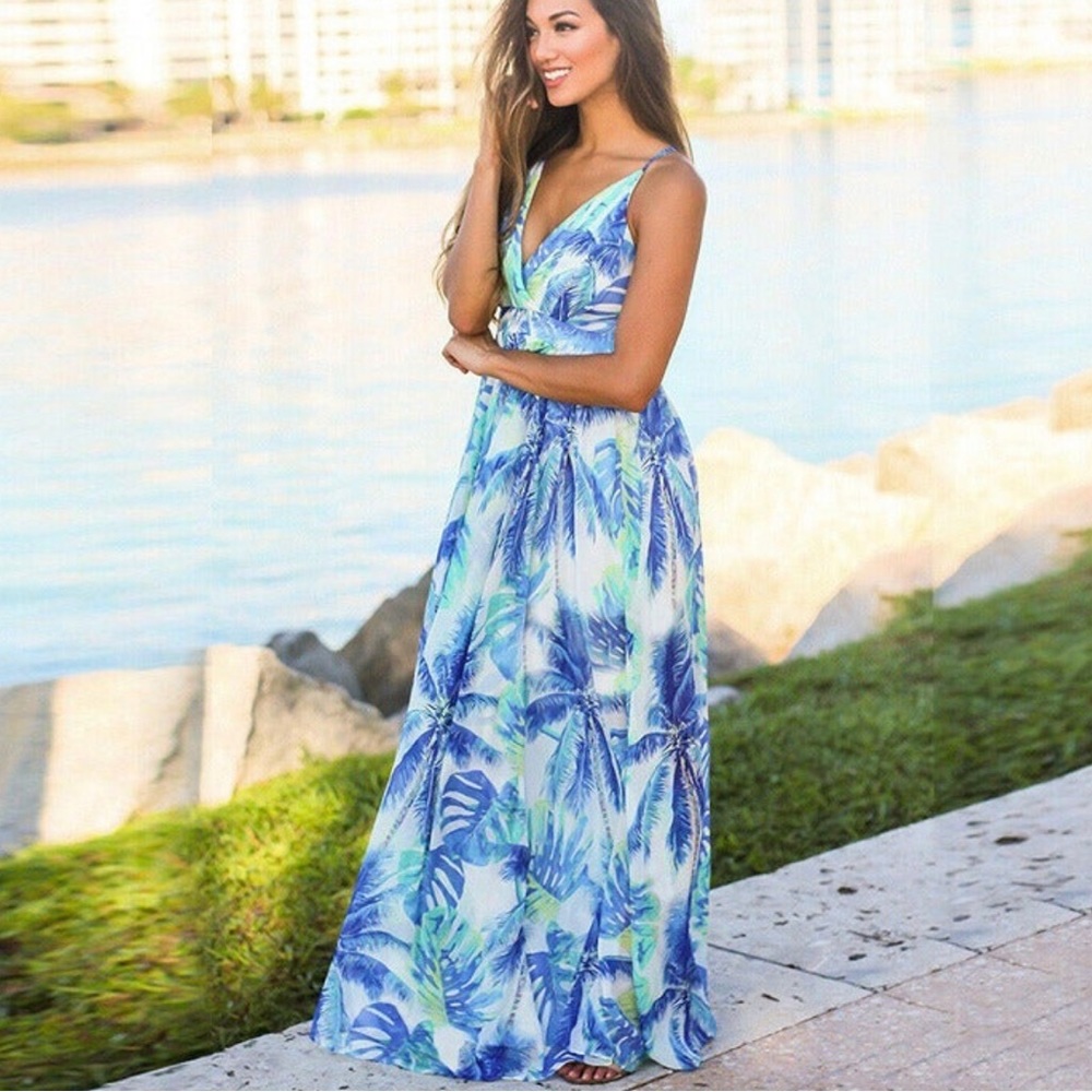 Floral Maxi Dress Cocktail Party Evening Summer Beach Sundress